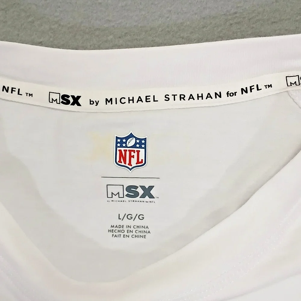 MSX By‎ Michael Strahan Womens Size L Short Sleeve Shirt White Super Bowl LVI